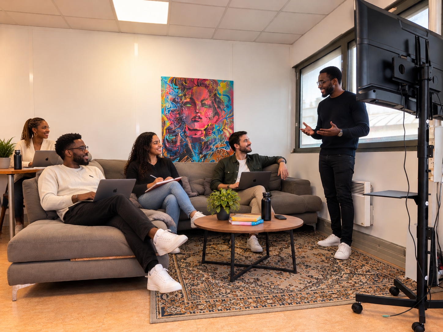 La communauté se retrouve dans l’espace détente